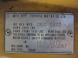 1973 TOYOTA PICK UP TRUCK REGULAR CAB STANDARD MODEL 2.0L MT 2WD COLOR BEIGE Z14775