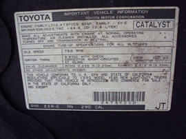 1990 TOYOTA TRUCK XTRA CAB 2.4L EFI MT 2WD COLOR BLACK STK Z12273